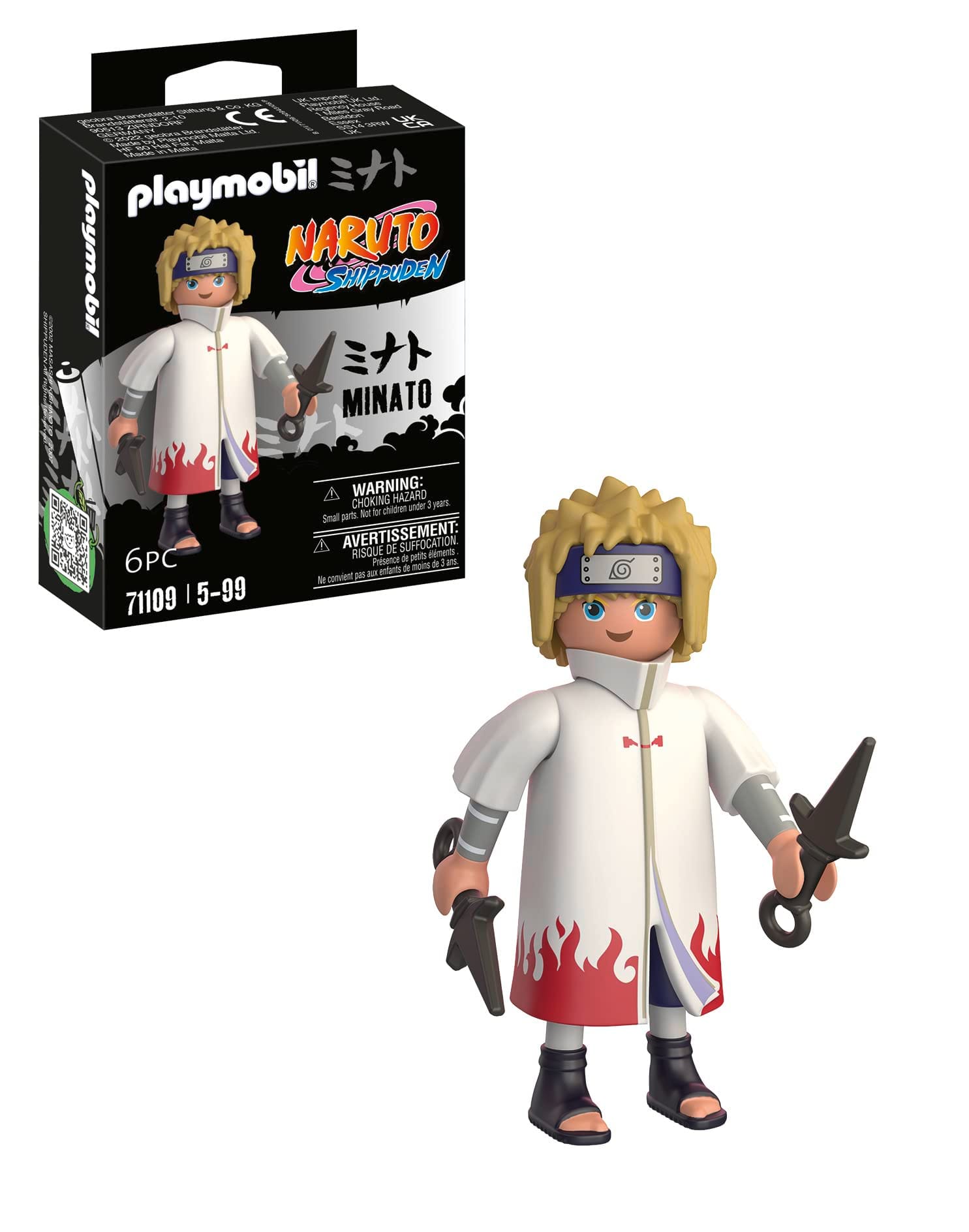 PLAYMOBIL Naruto 71109 Minato con su Distintivo Abrigo Blanco y Rojo