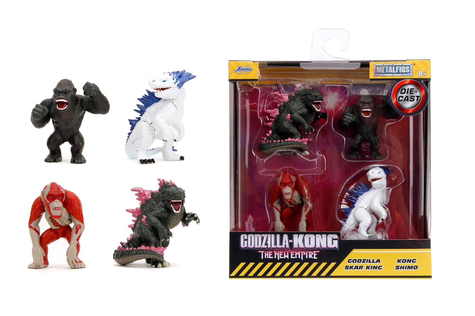 Jada Toys Juego de 4 Figuras Godzilla x Kong (Godzilla, King Kong,