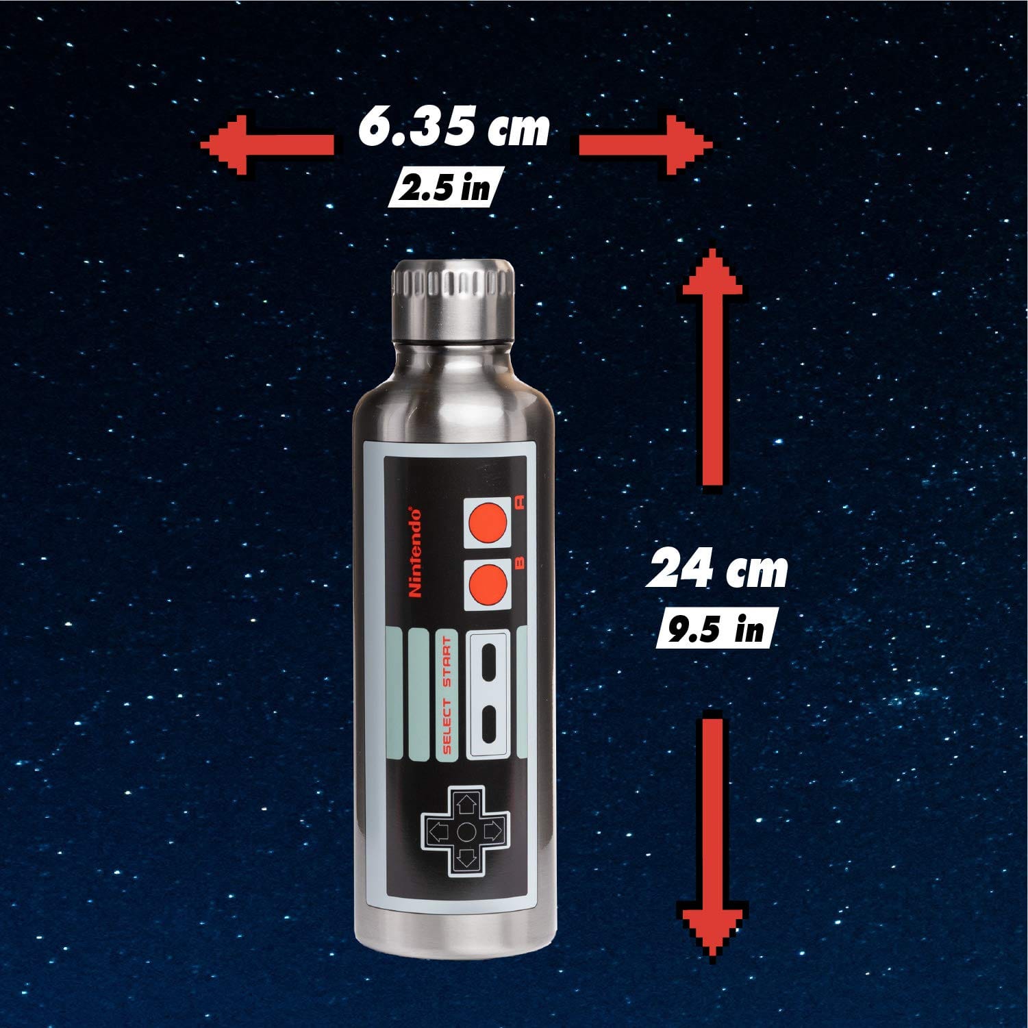 Paladone NES Botella de agua de acero inoxidable, con licencia - Imagen 2