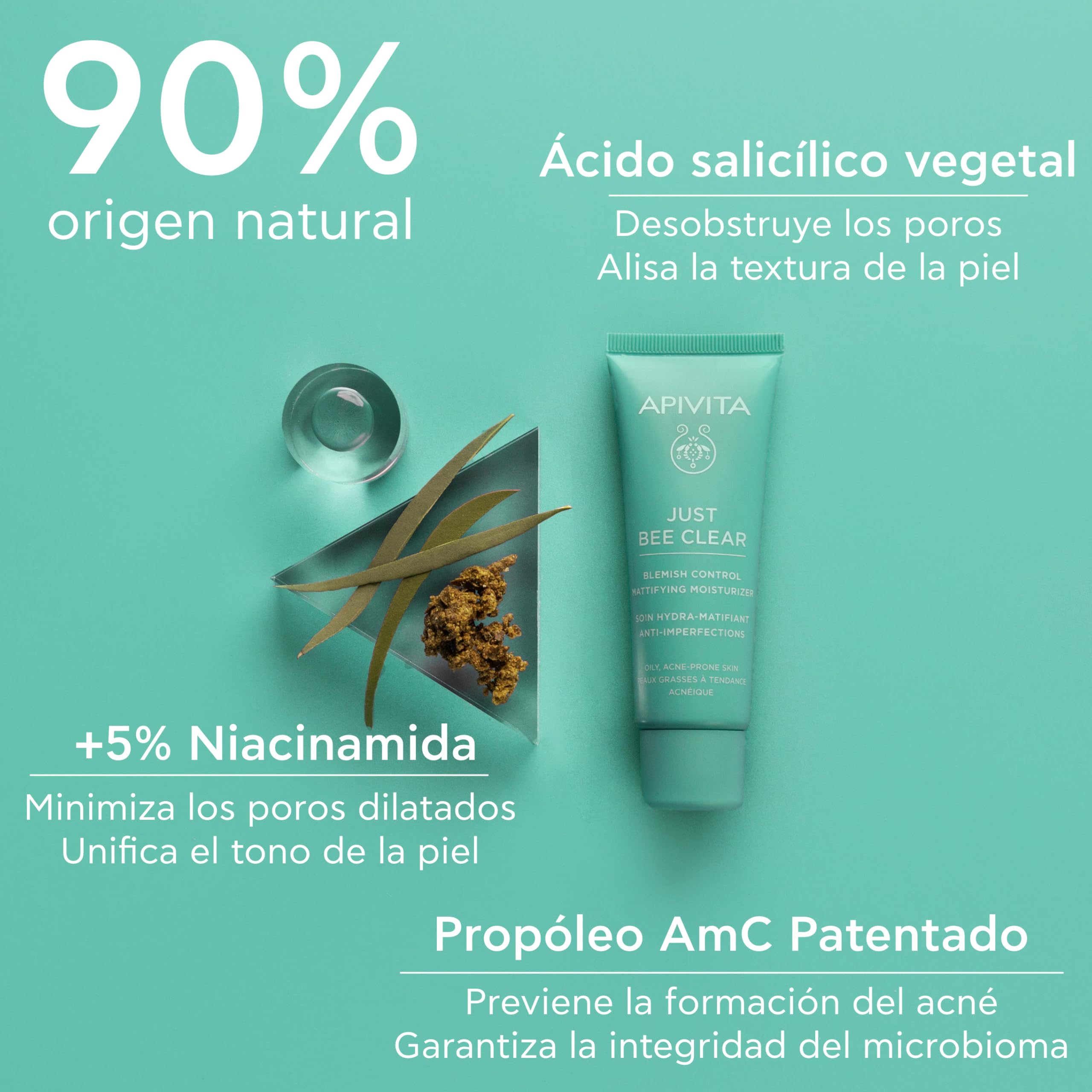 Apivita Just Bee Clear Crema Facial Matificante con Niacinamida 40 ml - Imagen 3