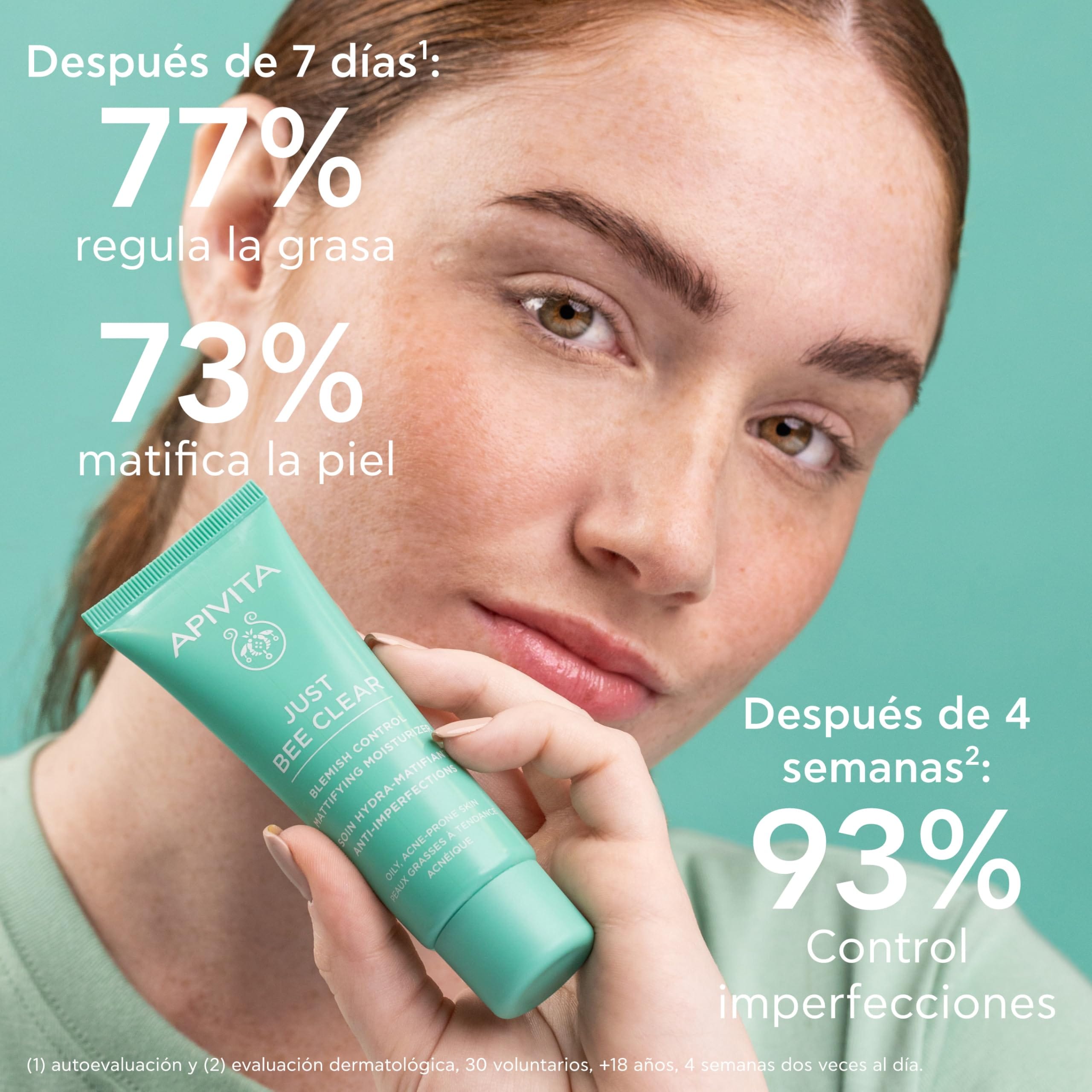Apivita Just Bee Clear Crema Facial Matificante con Niacinamida 40 ml - Imagen 4
